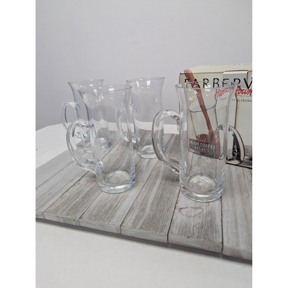 Farberware Set Of 4 Irish Coffee Hot Cold Clear Footed Mugs 5 1/4" - Picture 2 of 6
